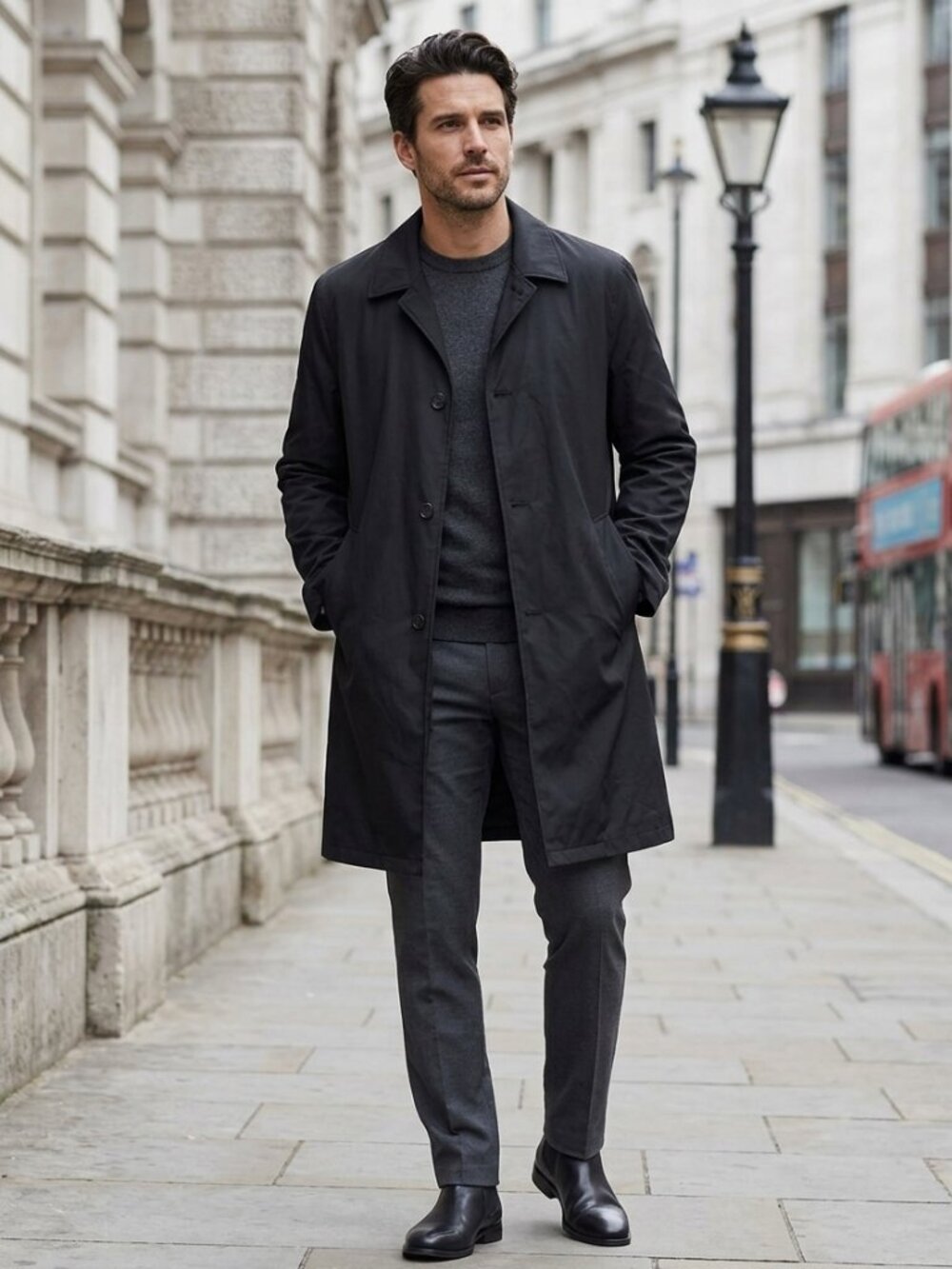 Strellson Classic Black Trench Coat